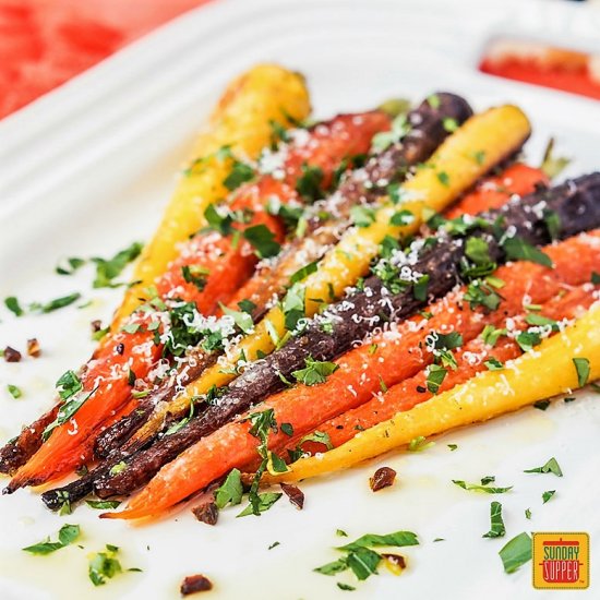 Garlic Parmesan Roasted Carrots