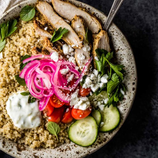 Chicken Gyro Quinoa Bowl