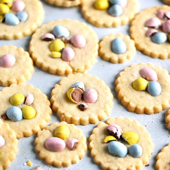 Cadbury Mini Egg Shortbread Cookies