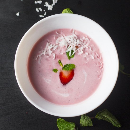 chilled strawberry coconut soup