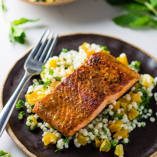 Moroccan Salmon & Apricot Couscous