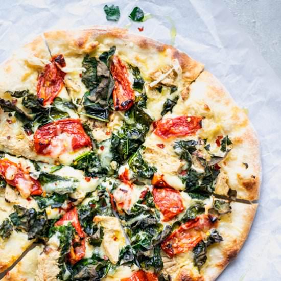 Vegan Crispy Kale White Sauce Pizza