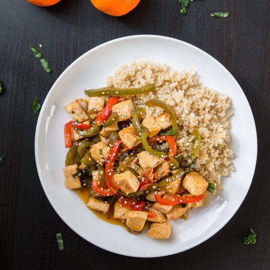 Orange Tofu Stir-Fry with Peppers