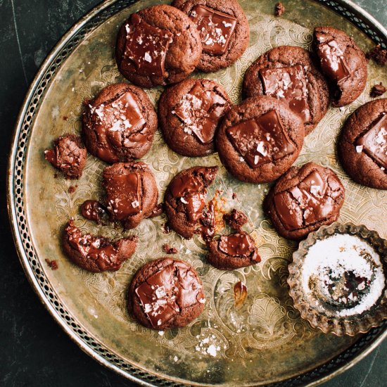 Salted Chocolate Truffle Cookies