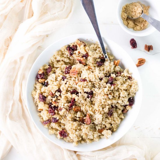 Cranberry pecan brown sugar quinoa