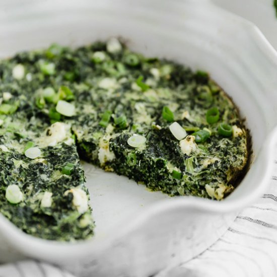 Easy CrustLess Spinach and Feta Pie