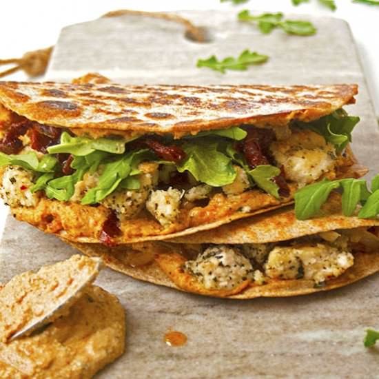 Sun-dried tomato quesadillas