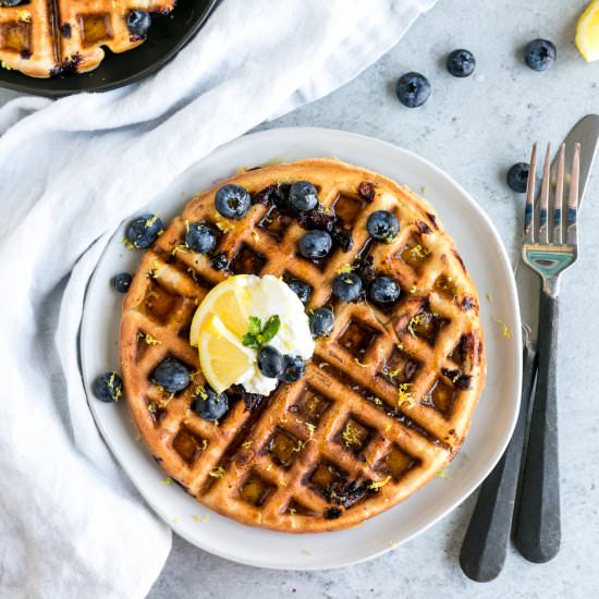 Lemon Blueberry Blender Waffles