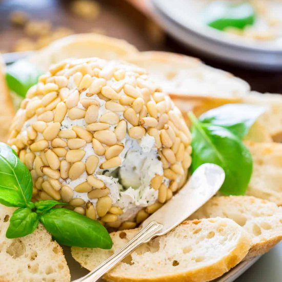 Basil Pesto Goat Cheese Ball