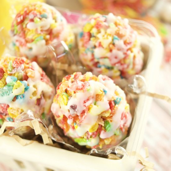 Lemon Glazed Fruity Pebbles Eggs