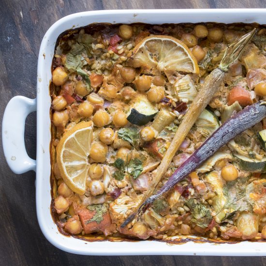 One Pan Harissa Vegetables and Rice