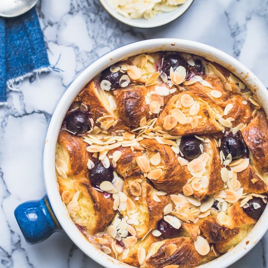 Cherry Croissant Bread Pudding