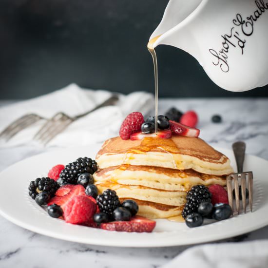 Homemade buttermilk pancakes