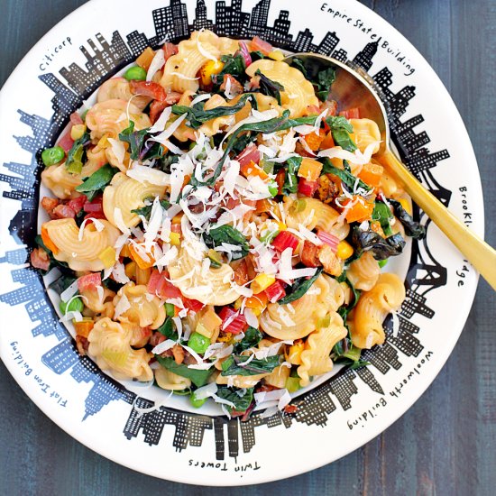 Pasta with Rainbow Chard and Bacon