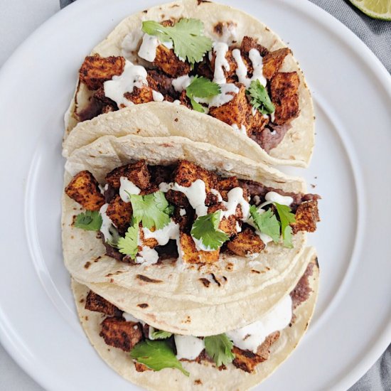 Sweet Potato Tacos with Lime Crema