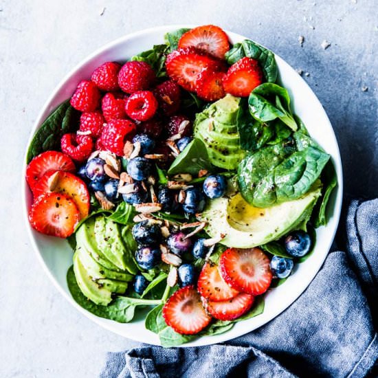 Spinach Avocado Salad with Berries