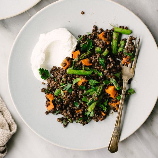 Black Lentils with Roasted Veggies