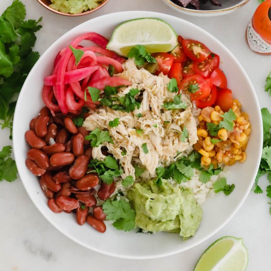 Salsa Verde Chicken Burrito Bowls