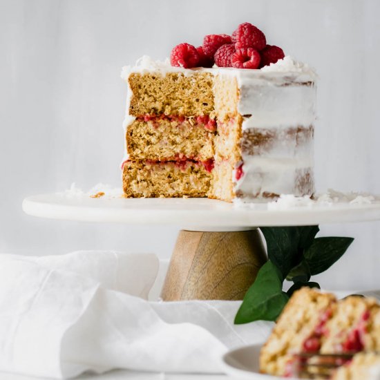 Vegan Coconut Raspberry Cake