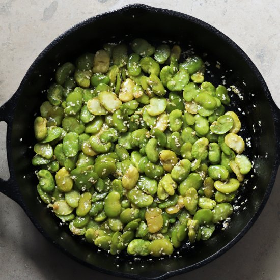 buttery sesame fava beans