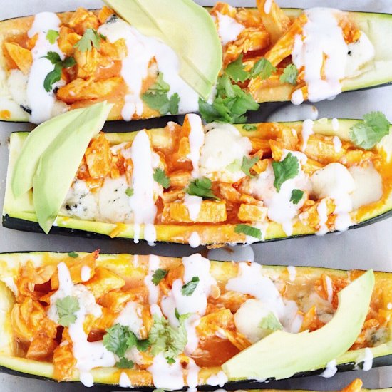 Buffalo Chicken Zucchini Boats