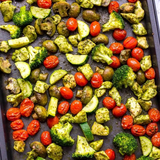 Sheet Pan Pesto Chicken Meal Prep