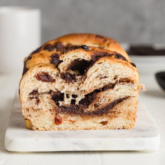 Chocolate Swirl Bread with Cherries