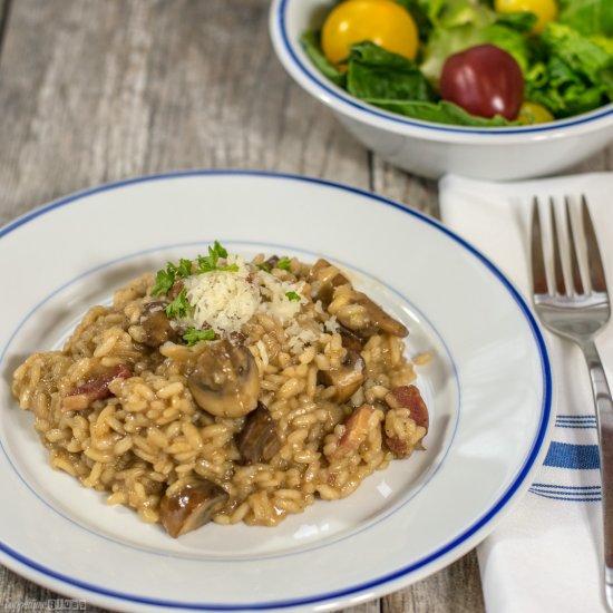 Guinness Bacon Mushroom Risotto