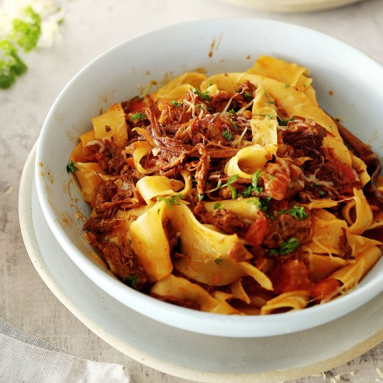 Pappardelle with Leftover Beef Ragu