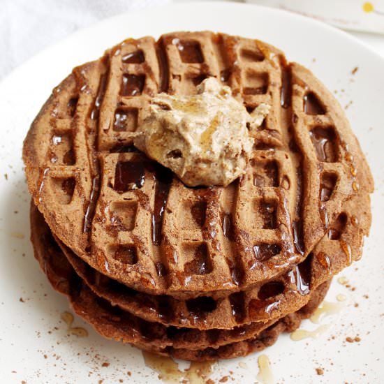 Chocolate Almond Butter Waffles