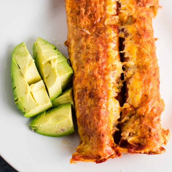 Refried bean enchiladas