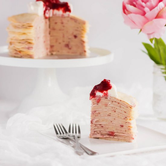 Rose Strawberry Hibiscus Mille Crepe