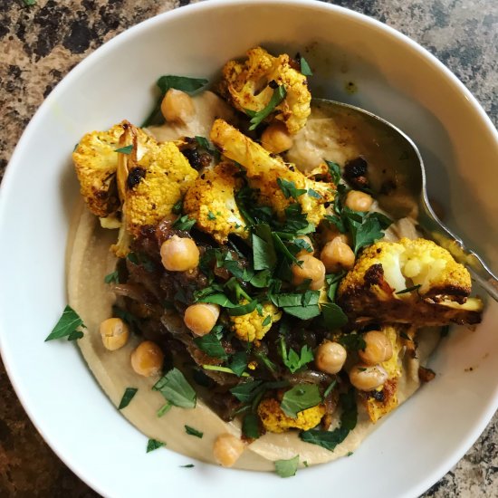 Hummus with Curried Cauliflower