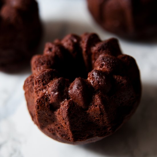 Simple cocoa mini bundt cakes