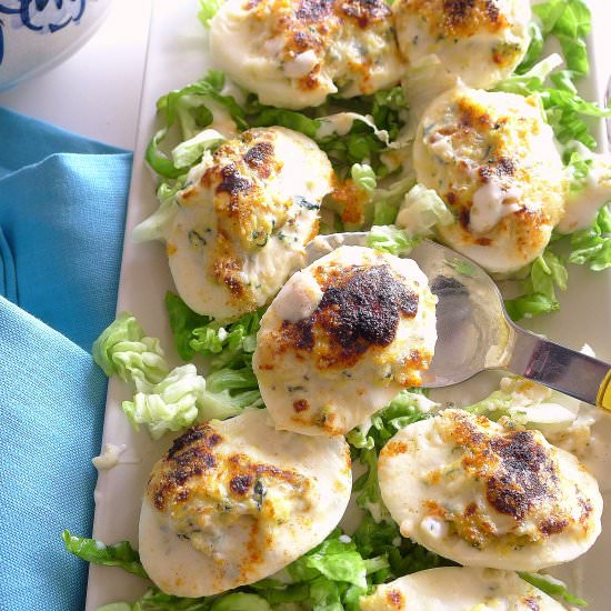 Stuffed Eggs Gratin