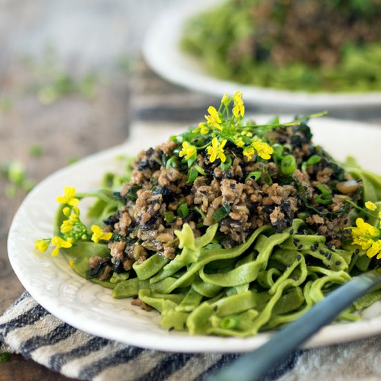 Water Spinach & Pork Chestnut Ragu