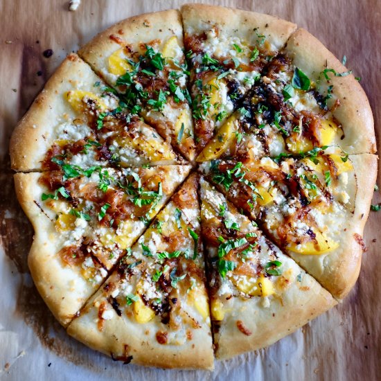 Peach and balsamic pizza