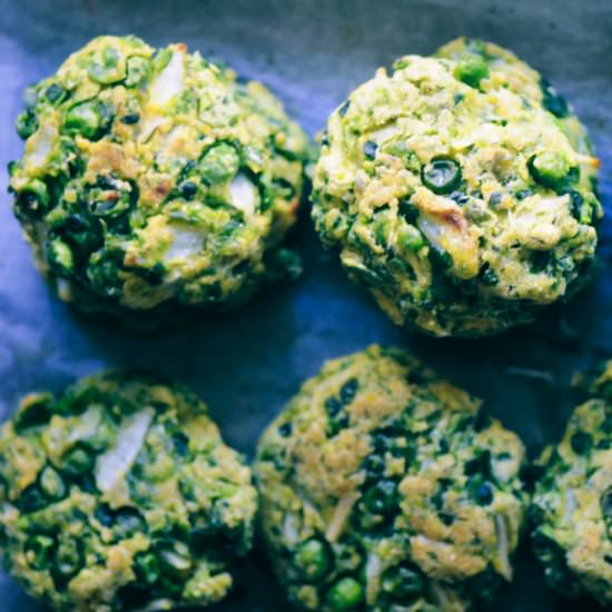 Baked Spring Pea Fritters w/ Tahini