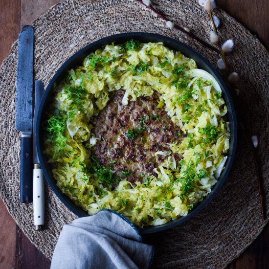 Skillet Meatloaf With Cabbage