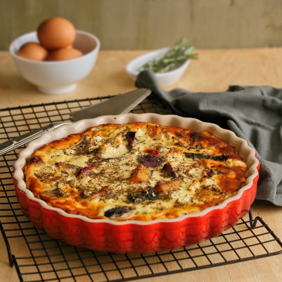 Roasted vegetable and feta quiche