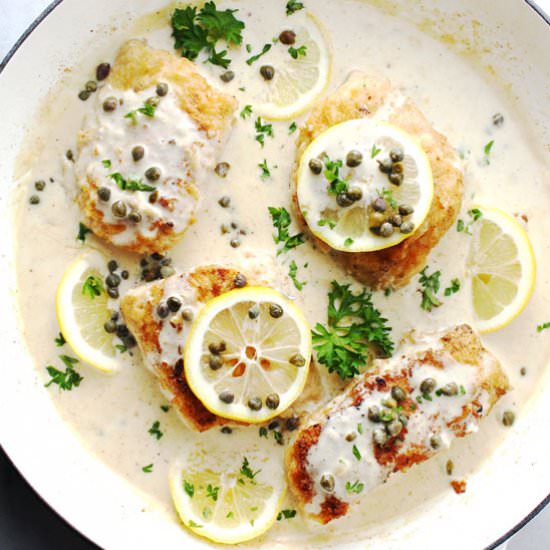 Creamy Lemon Cod Piccata