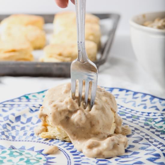 Cream Biscuits and Sausage Gravy