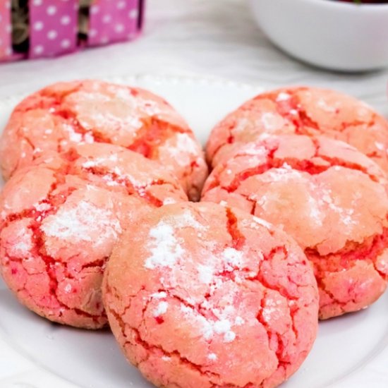 Strawberry Crinkle Cookies