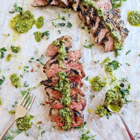 Blackened Steam with Chimichurri