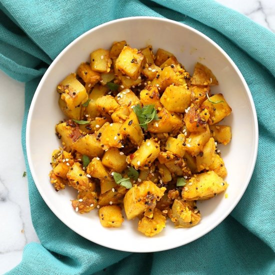 Gujarati Potatoes with Sesame Seeds