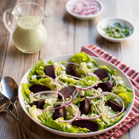 Beet Salad with Arugula Dressing