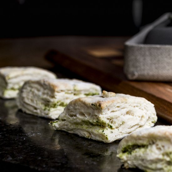 pickle brine pesto biscuits