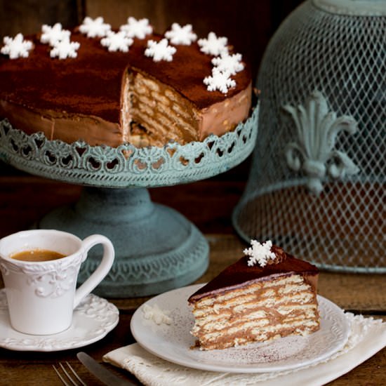 Chocolate Mascarpone Biscuit Cake