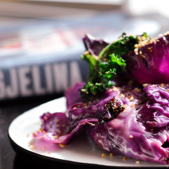 Grilled chicory and kale