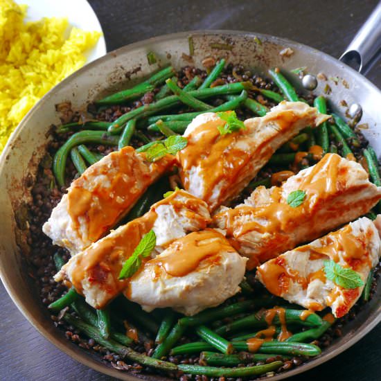 Lentil and green bean warm salad